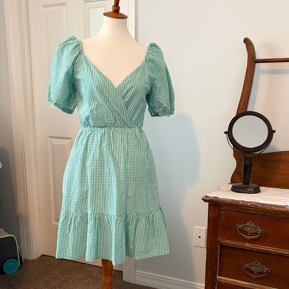 Draper James green Gingham Mini Dress